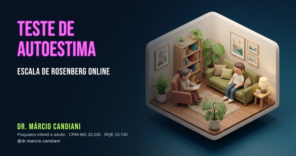 Ilustração 3D em miniatura sobre teste de autoestima - Dr. Márcio Candiani, psiquiatra em Belo Horizonte