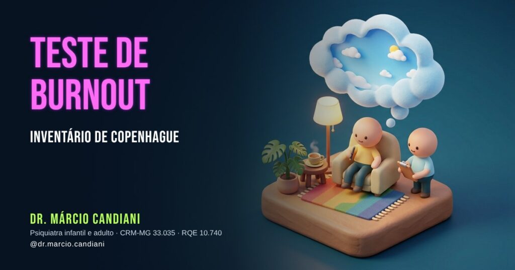 Ilustração 3D em miniatura sobre teste de burnout - Dr. Márcio Candiani, psiquiatra em Belo Horizonte