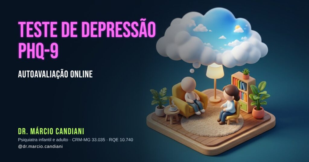 Ilustração 3D em miniatura sobre teste de depressão phq-9 - Dr. Márcio Candiani, psiquiatra em Belo Horizonte