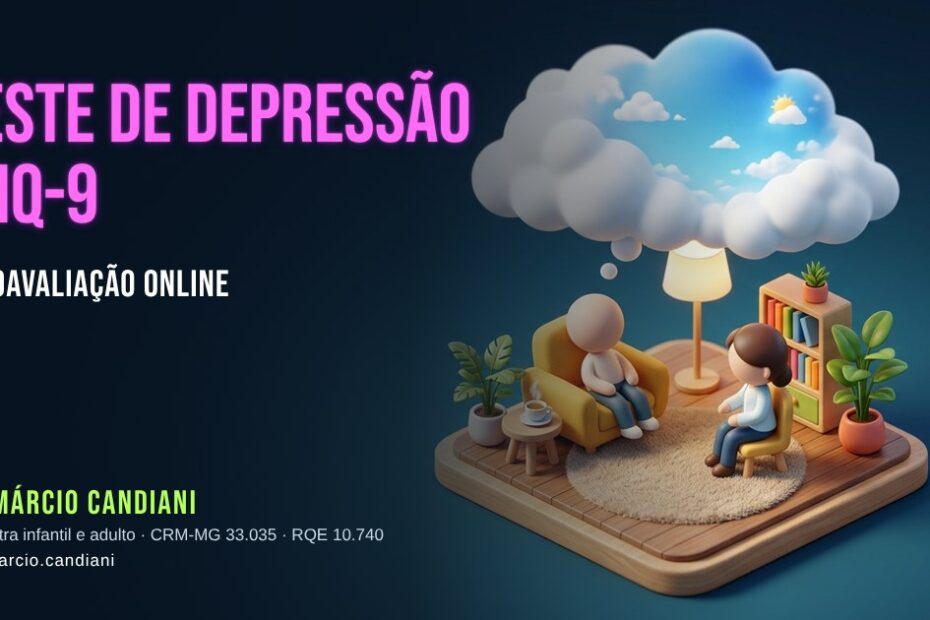 Ilustração 3D em miniatura sobre teste de depressão phq-9 - Dr. Márcio Candiani, psiquiatra em Belo Horizonte