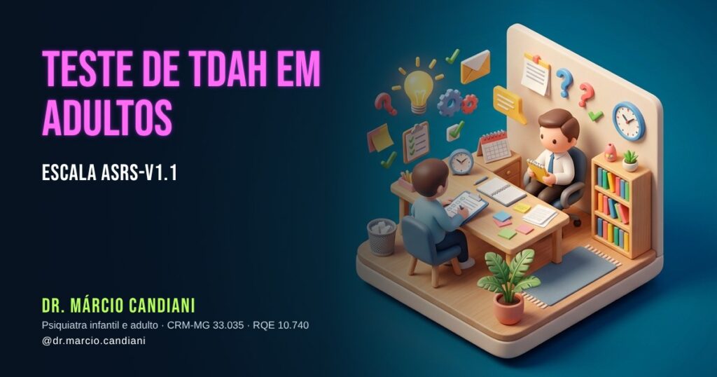 Ilustração 3D em miniatura sobre teste de tdah em adultos - Dr. Márcio Candiani, psiquiatra em Belo Horizonte