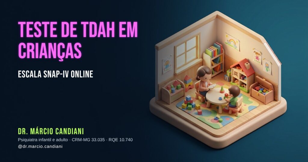 Ilustração 3D em miniatura sobre teste de tdah em crianças - Dr. Márcio Candiani, psiquiatra em Belo Horizonte