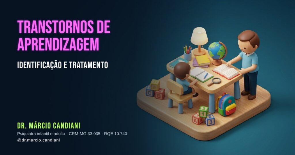 Ilustração 3D em miniatura sobre transtornos de aprendizagem - Dr. Márcio Candiani, psiquiatra em Belo Horizonte