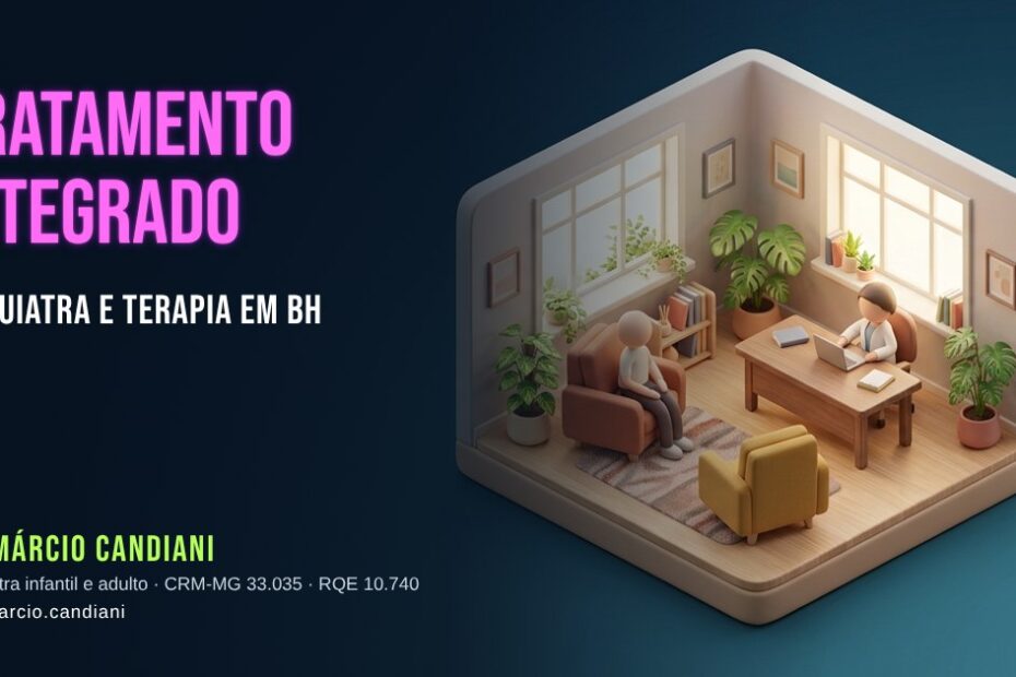 Ilustração 3D em miniatura sobre tratamento integrado - Dr. Márcio Candiani, psiquiatra em Belo Horizonte