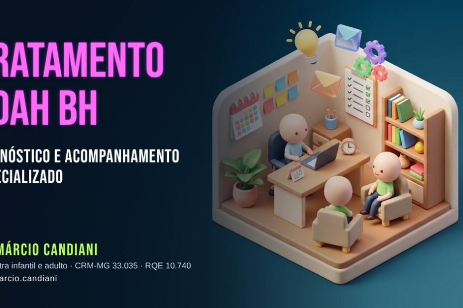 Ilustração 3D em miniatura sobre tratamento tdah bh - Dr. Márcio Candiani, psiquiatra em Belo Horizonte