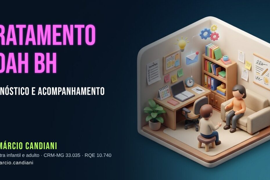 Ilustração 3D em miniatura sobre tratamento tdah bh - Dr. Márcio Candiani, psiquiatra em Belo Horizonte