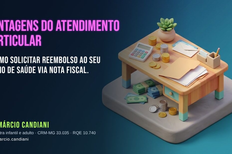 Ilustração 3D em miniatura sobre vantagens do atendimento particular e como solicitar reembolso ao seu plano de saúde via nota fiscal. - Dr. Márcio Candiani, psiquiatra em Belo Horizonte